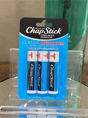 ChapStick Classic Medicated Lip Balm, Pack of 3, new!